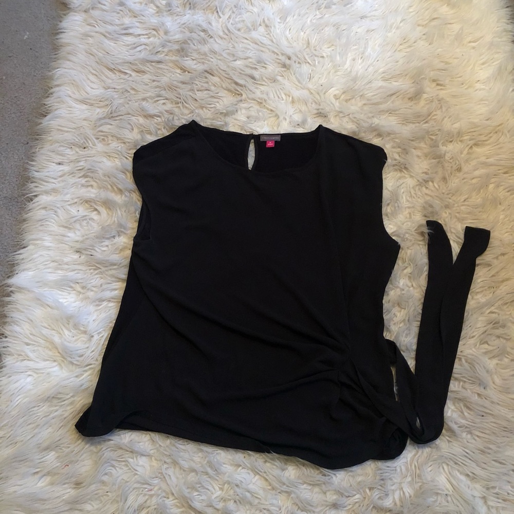 Vince Camuto Black Sleeveless Tie-Waist Blouse, XL